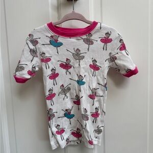 Joyond 3T Girls White & Pink Ballet Pajama Short Sleeve Top